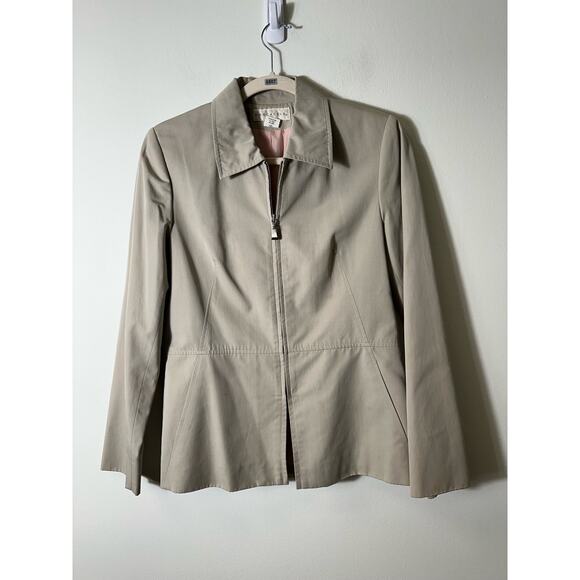 Doncaster Tan Khaki Zip Front Collared Jacket Sz 4 - Picture 1 of 3